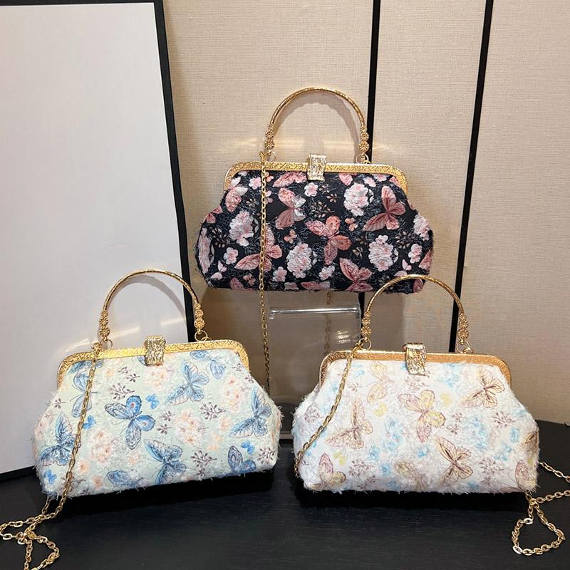 Новая сумочка с украшением в виде бабочки, шикарный свадебный клатч с замком-ракушкой, женские сумки и кошельки, сумки через плечо, сумки-мессенджеры