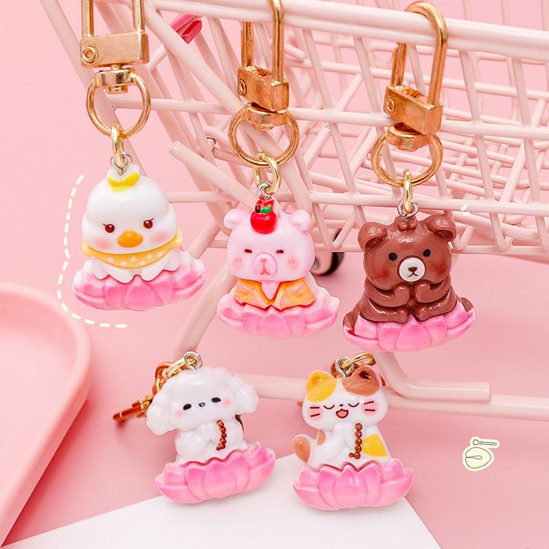 Мультфильм Будда Щенок Сидящий Лотос Сиденье Животное Брелок Милый Медведь Маленькая Свинья Кукла Сумка Подвески Брелок Украшения Подарок На День Рождения