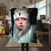 1PC Billie Eilish Print Flannel Blanket, High quality Comfortable for All Seasons, Home Decor, Warmth and Comfort, Perfect for Christmas Gifts
