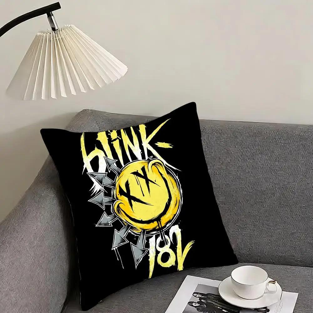 1 Наволочка для подушки с принтом группы Blink 182 Двусторонняя 2D Печать Мягкая льняная наволочка Декор для спальни, гостиной, дивана Панк Подарок