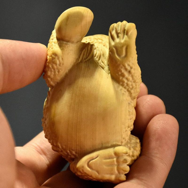 1 Pc Boxwood Golden Toad Ornament Animal Modeling Woodcarving Handicrafts Home Decoration Car Decoration Feng Shui Ornaments