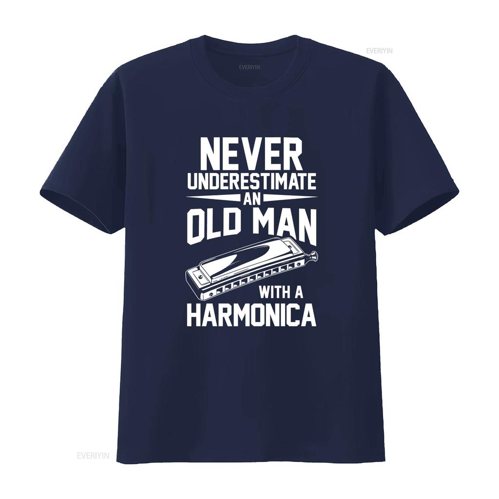 Harmonicist Never Underestimate An Old Unisex With A Harmonica T Shirt vintage Breathable Versatile Comfortable streetwear