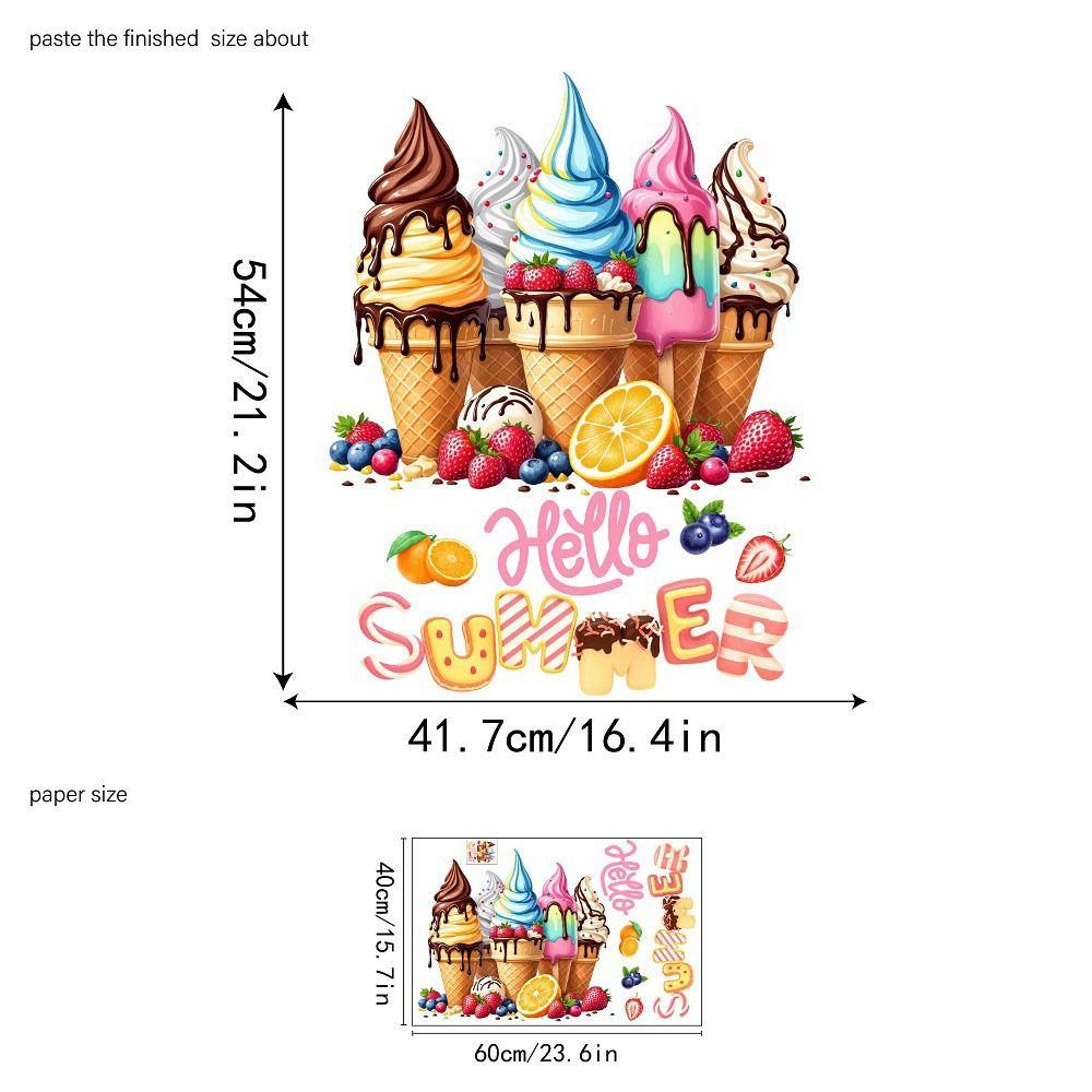 Cartoon Ice Cream Static Window Sticker Milk Tea Cup Glass Door Decals Home Decoration