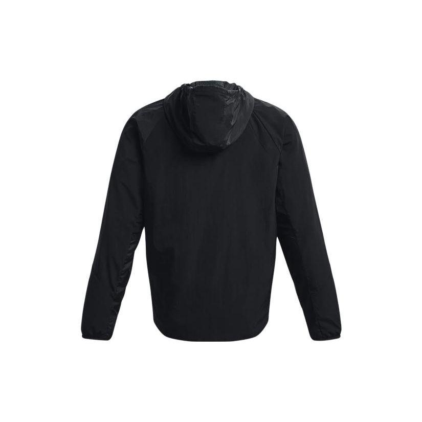 Under Armour Куртка мужская с капюшоном и завязками на шнурке, однотонная, с логотипом, черная 1377181-001