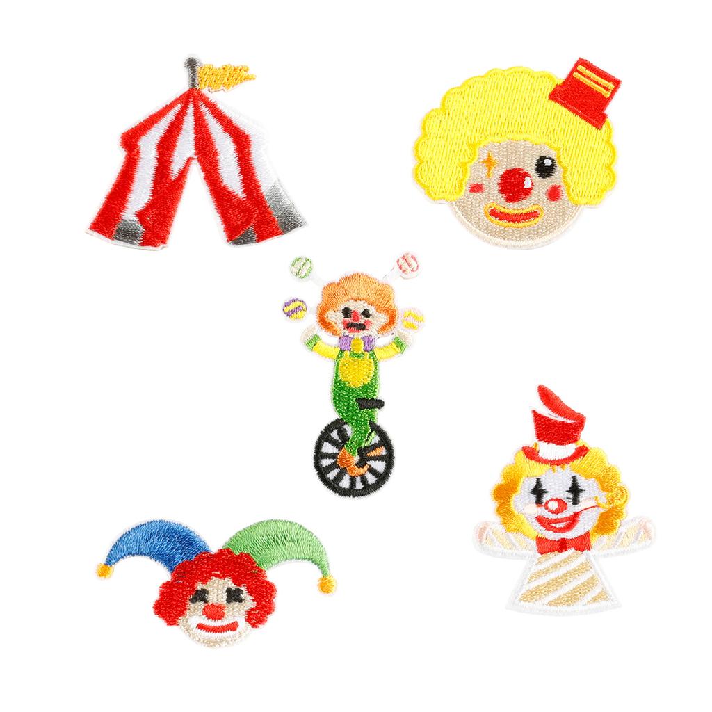 5 Pcs Lovely Clown Embroidered Patches Sew On Patches Circus Series Iron On Patches Clothing Patches Sewing Patches