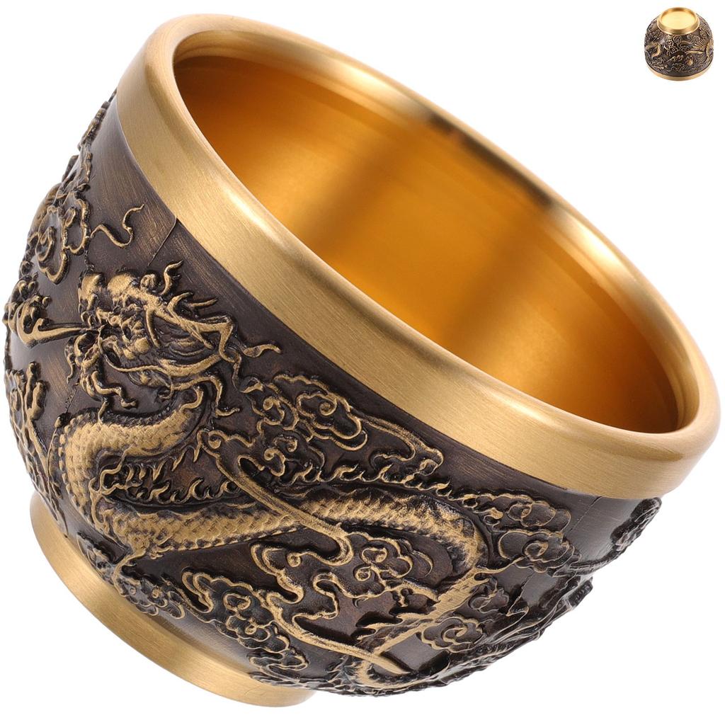 1 шт. Медная винтажная чашка-чаша с драконом в китайском стиле, ретро чайные чашки, домашний декор, кухонная барная посуда