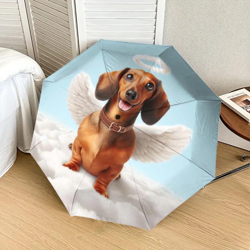 1pc Angel Dog in Heaven Umbrella with Plastic Handle,Suitable for All Seasons Home Travel Outdoor UmbrellaDD1754