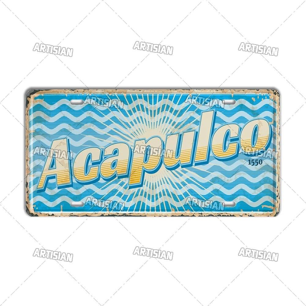 MEXICO License Plate Landmark Metal Tin Plaque City Metal Sign Wall Decor Garage Bar Pub Club Hotel Cafe Kitchen Home