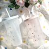 Эстетичная пластиковая бутылка для воды с бантом для холодного кофе и чая