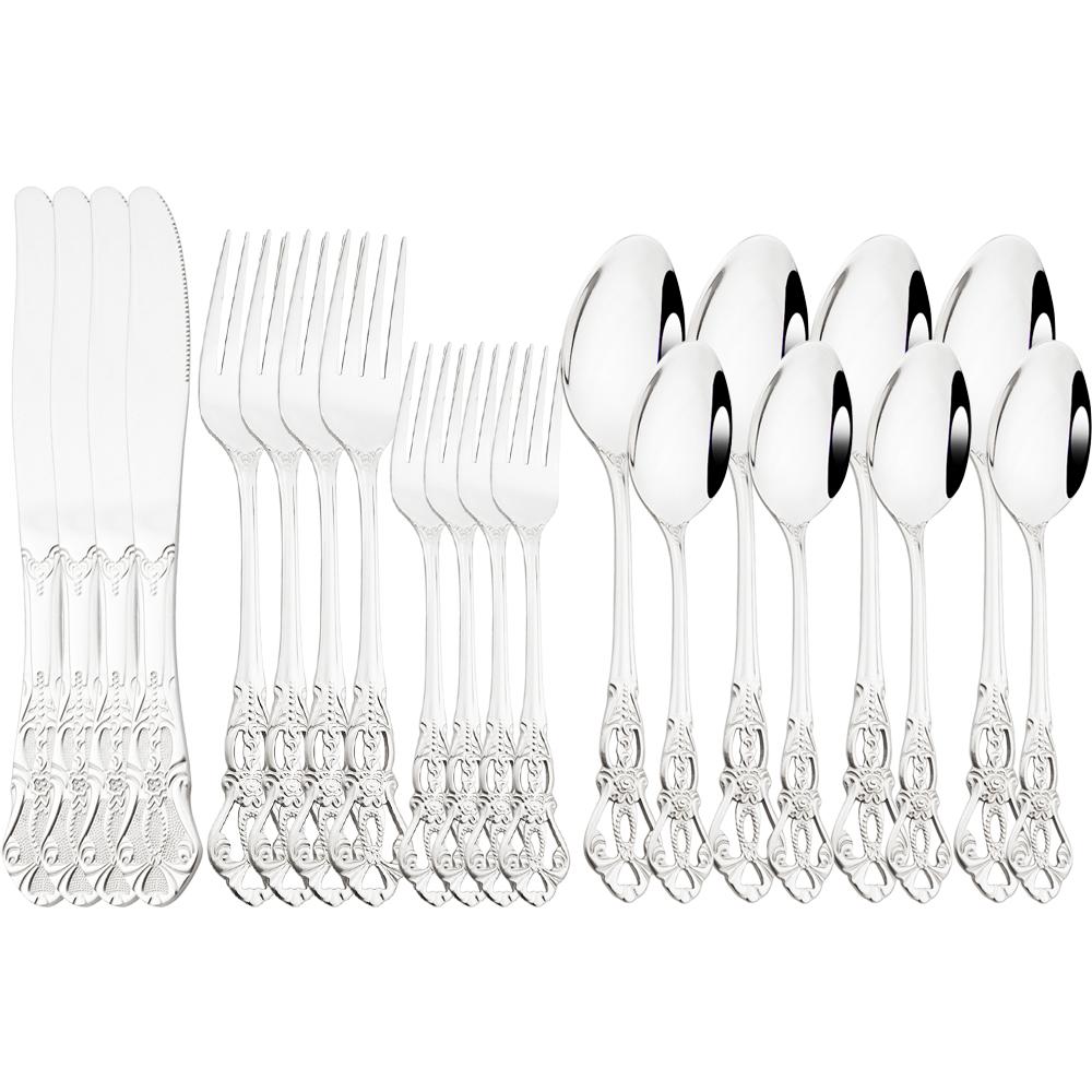 20 шт. синий набор посуды, столовая посуда из нержавеющей стали, нож, вилка, ложки, набор столовых приборов, ужин, кухня, набор столовых приборов, десерт