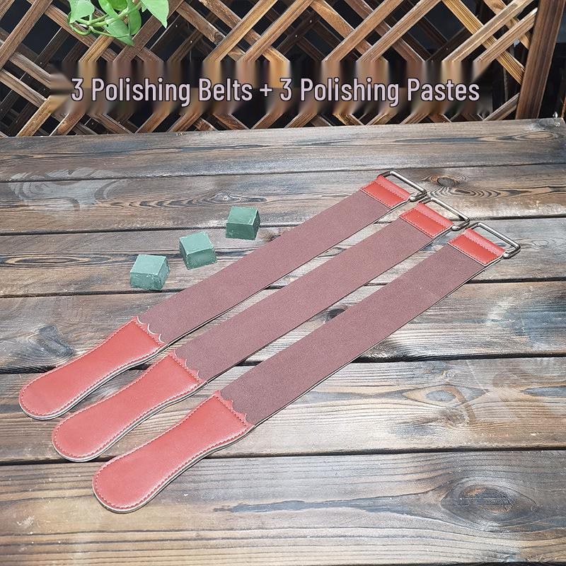 Double-Sided Genuine Cowhide Razor Sharpening Cloth with Metal Ring