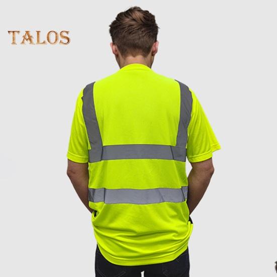 Мужская светоотражающая одежда с коротким рукавом и круглым вырезом, светоотражающая футболка с сетчатыми вставками, промышленная рабочая одежда