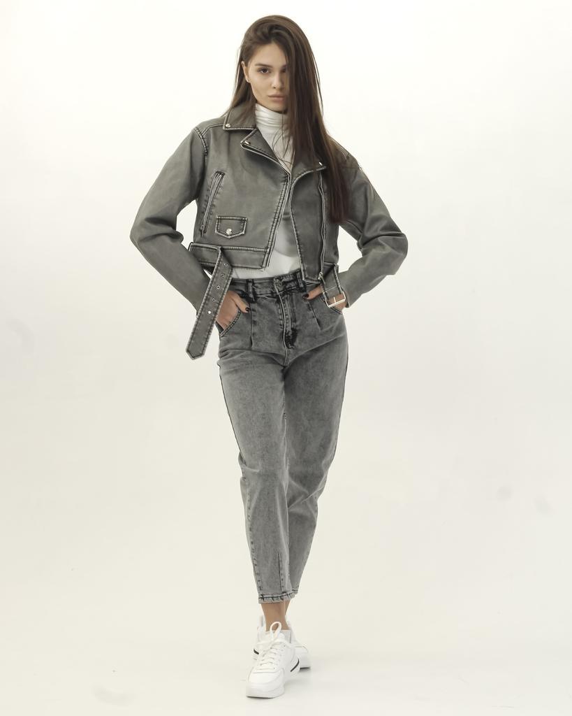 Куртка AFTF Basic 7078 S серый экокожа