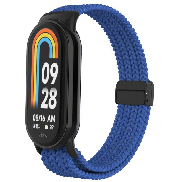 Плетеный ремешок для Xiaomi Mi Band 8, эластичная нейлоновая петля Solo, регулируемый ремешок для часов, браслет с магнитной пряжкой для Miband 8, NFC