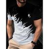 Summer Round Neck 3D Contrast Color Print Top Fashionable Casual Short Sleeved Men's T-shirts