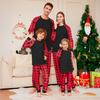 2Pcs/Set Family Matching Pajamas Set O Neck Long Sleeves Top Plaid Trousers Festive Parent-child Sleepwear Set Adults Kids Loungewear