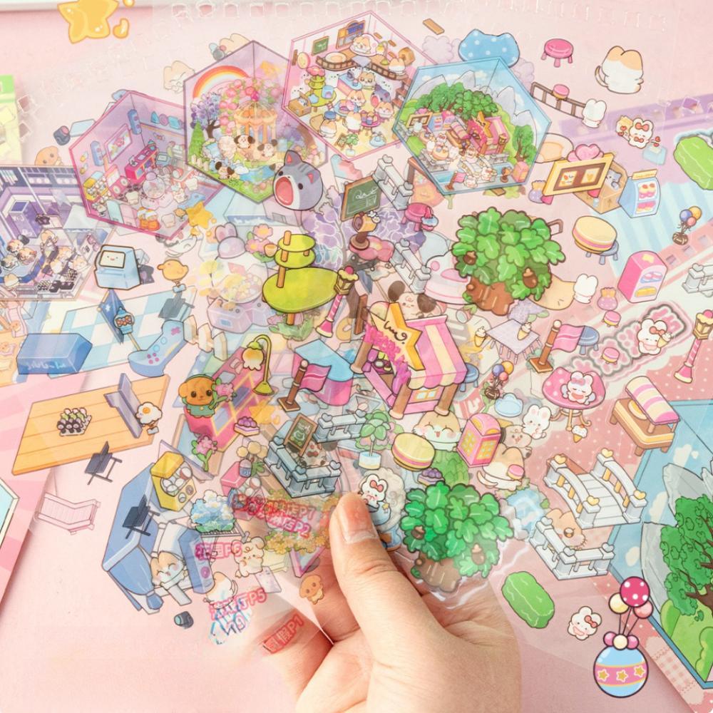 3D Пейзаж Миниатюрные Сценические Наклейки Милый Капибара Карманный Сценический Комплект для Детей Дети