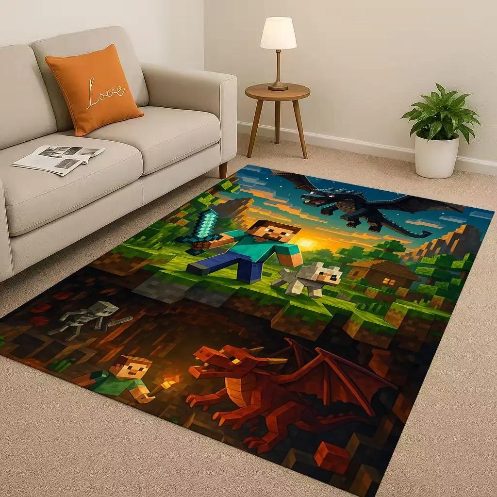 3D S-Sand B-box Cartoon Game Living Room Non-Slip Area Rug Soft Carpet for Bedroom Playroom Sofa,Easy Clean Home Decor Doormat