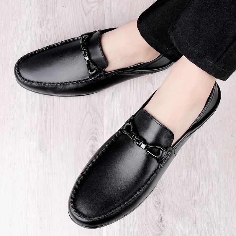 Fashion Mens Shoes Casual Loafers Men Genuine Leather Luxury Brand Mens Slip On Flats Fashion Breathable Driving Shoes High-end Quality