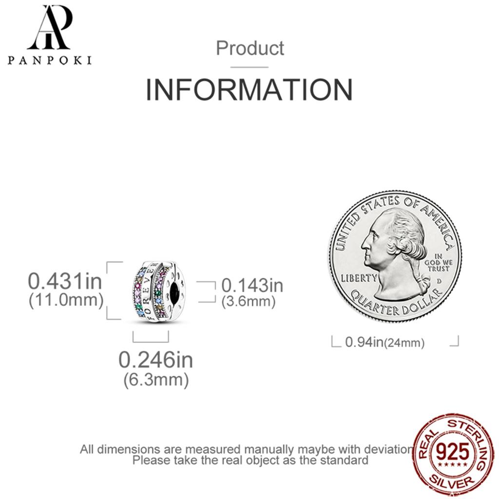 PANPOKI SS925 Sterling Silver Fixed Clip Stopper Beads Fit Bracelets Necklace NEW Luxury Women Gift DIY Jewelry Making