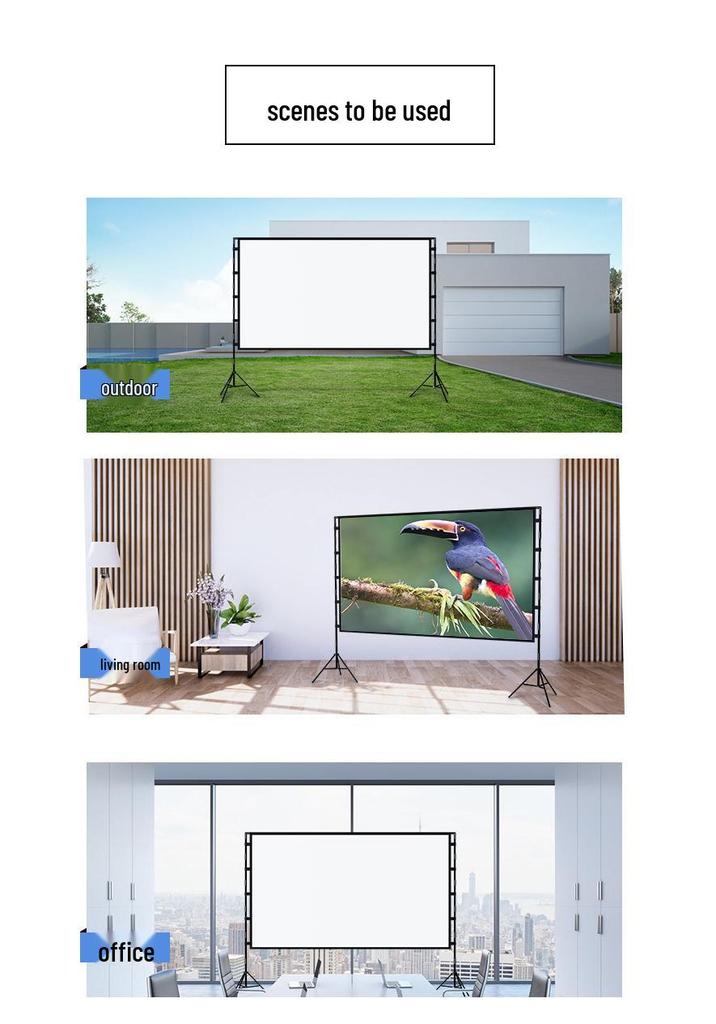 Переносной наружный кинопроекторный экран Mixite HD 100-120 дюймов с подставкой