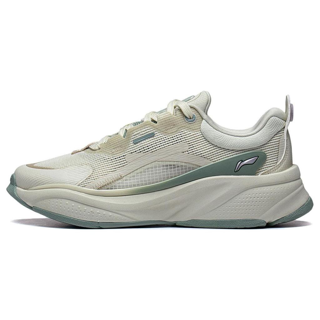 Li Ning Мягкие нескользящие низкие повседневные кроссовки женские Зеленые AGLT052-2