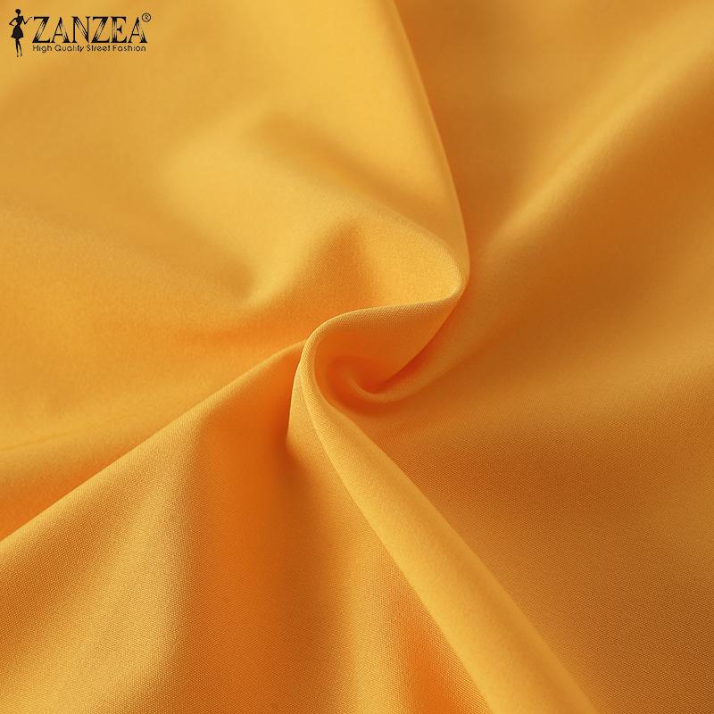 ZANZEA Женские повседневные кружевные лацканы с длинным рукавом блузки