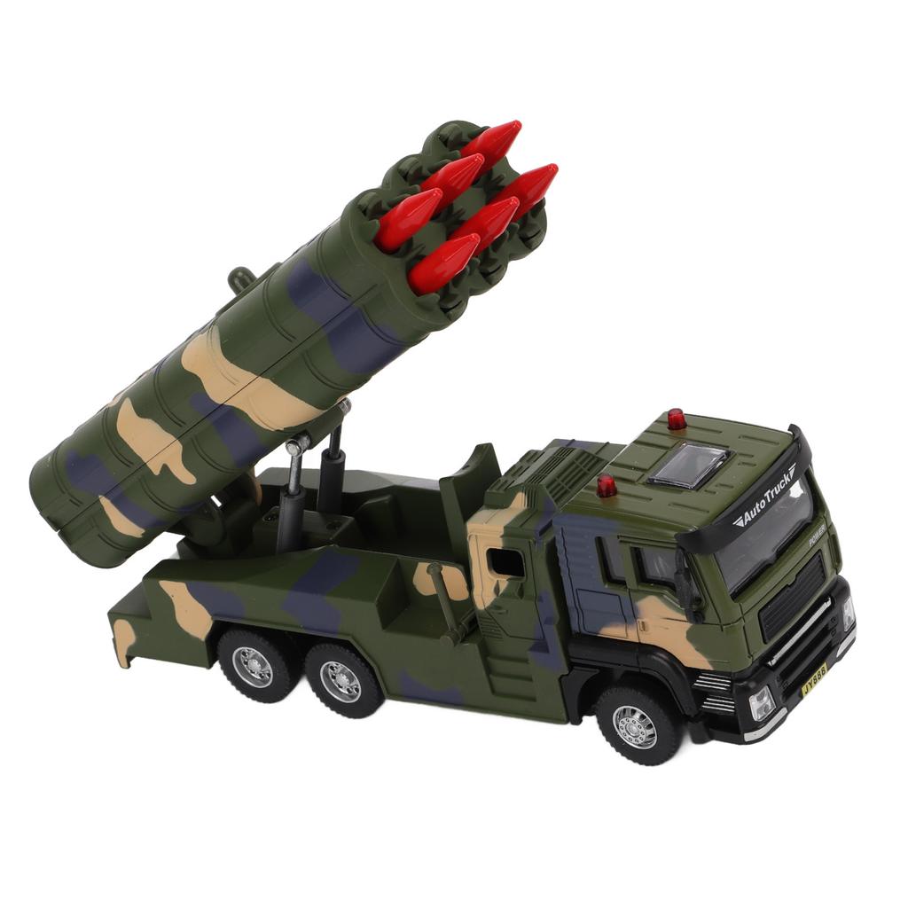 1/50 Военная ракетная модель автомобиля из сплава с инерционным двигателем, игрушечная ракета со звуком и светом для детей