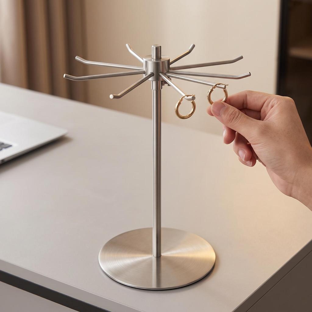 Rotating Jewelry Stand Tangledno-Knot Organizer Sturdy