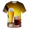 3D Beer Printing Short Sleeved T-shirt Top Trend Men's T-shirts