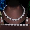 CMM Luxury White Golden Jewelry 3pcs Inlay CZ Bridal Wedding Party Necklace Earrings Bracelet Sets for Elegant Women