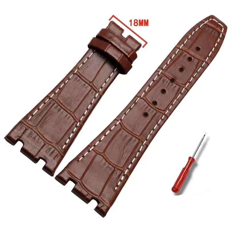 Высококачественный кожаный ремешок для часов Audemars Piguet AP15400 15703 15500 Серия Royal Oak Мужской часовой ремешок Двойной вогнутый интерфейс 26 мм