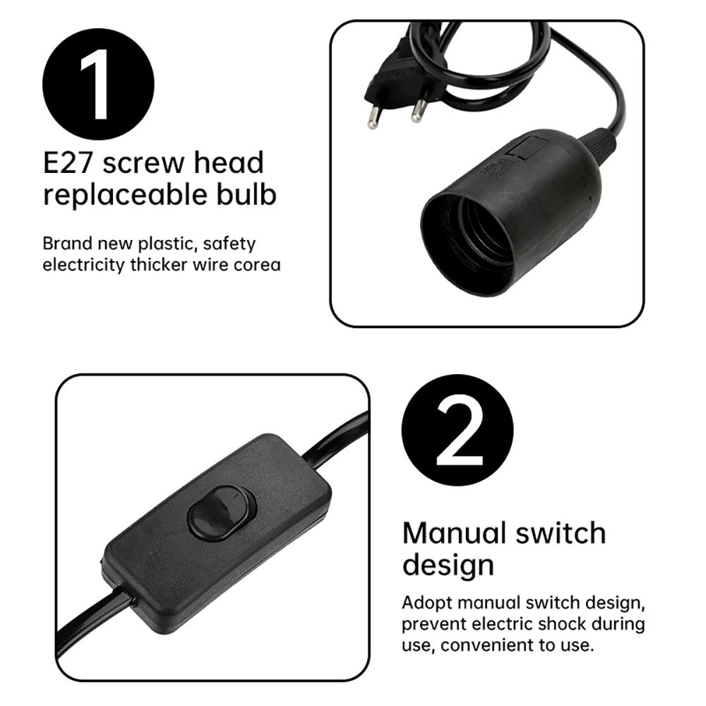 1.8m Power Cord Cables E17 Bulb Socket Base Holder Full Teeth Lamp Base Holder With Switch Wire For Led Bulbs Fixture Hang lamp