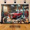 Тканое панно Ford Mustang Muscle Car Ретро Гараж Мастерская Настенное украшение