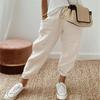 Fashion Cotton Linen Loose Casual Pants Women Plus Size Pocket Elastic Waist Wide Leg Pants Woman Solid Vintage Simple Office Ladies Trousers 24539