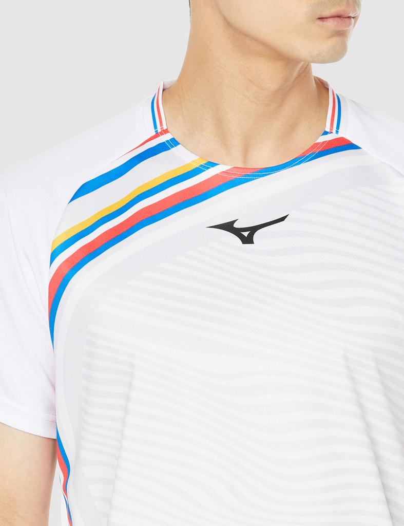 Теннисная одежда Игровая рубашка Пот Впитывающая Быстросохнущая Dynamotion Fit Бадминтон 62JA2501 Белый 2XL [Mizuno]