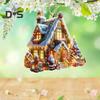 Рождественский орнамент снежный деревенский домик подвеска 2D плоский акриловый бревенчатый домик подвесное украшение для дома автомобиль елка декор