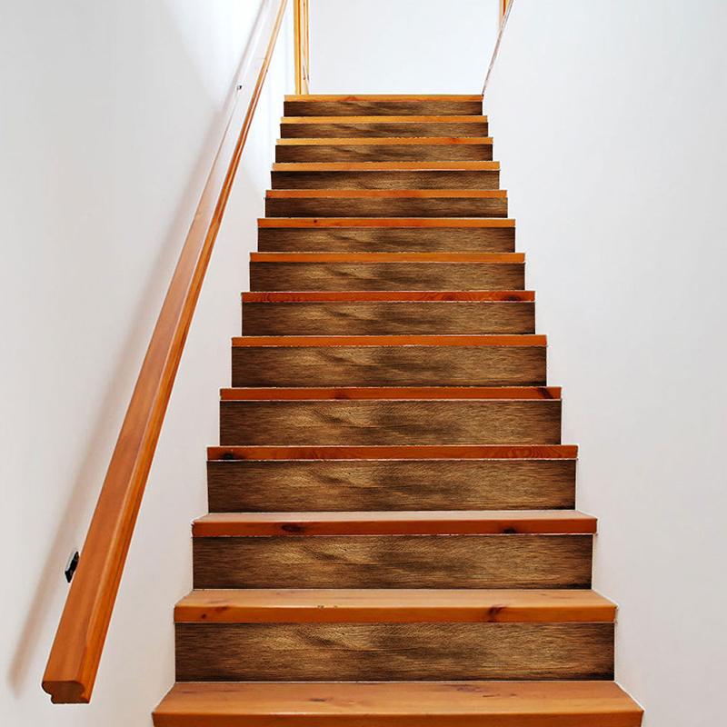 6Pcs/13Pcs Simulated Exquisite Home Decoration Beautify PVC Sticker Wood Grain Sticker Step Decoration Waterproof