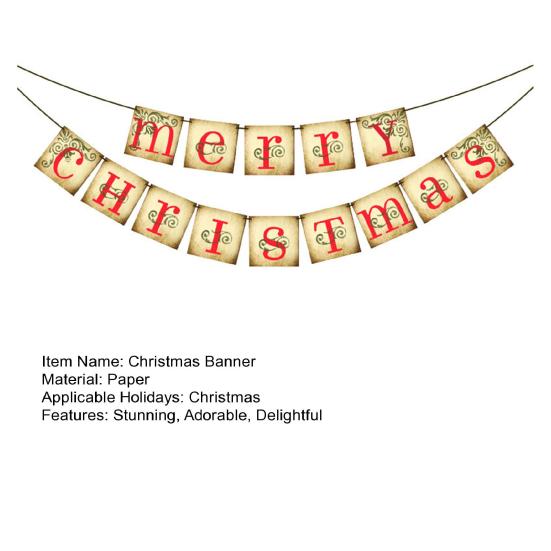 Винтажный баннер «Счастливого Рождества», ретро-ностальгическая рождественская гирлянда, украшение для дома, офиса, стены, окна, двери, каминной полки, декор для рождественской елки