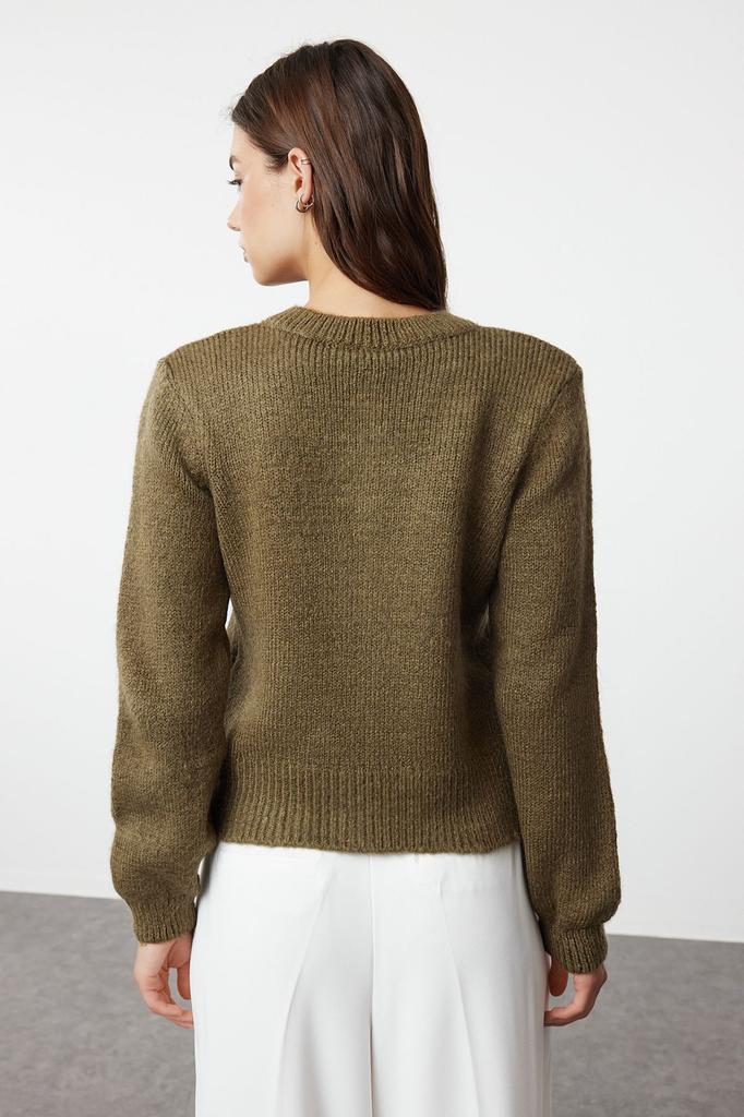 Women's Elegance Style Cardigan Stone Soft Textured Jewel Buttoned Jacket Look Knitwear Cardigan