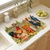 1 шт. резиновый коврик для сушки с ретро-принтом курицы для кофейни, ресторана, кухни, ковра, посуды, прочного диатомового грязевого коврика для стола, коврика для домашних животных, кофейной посуды