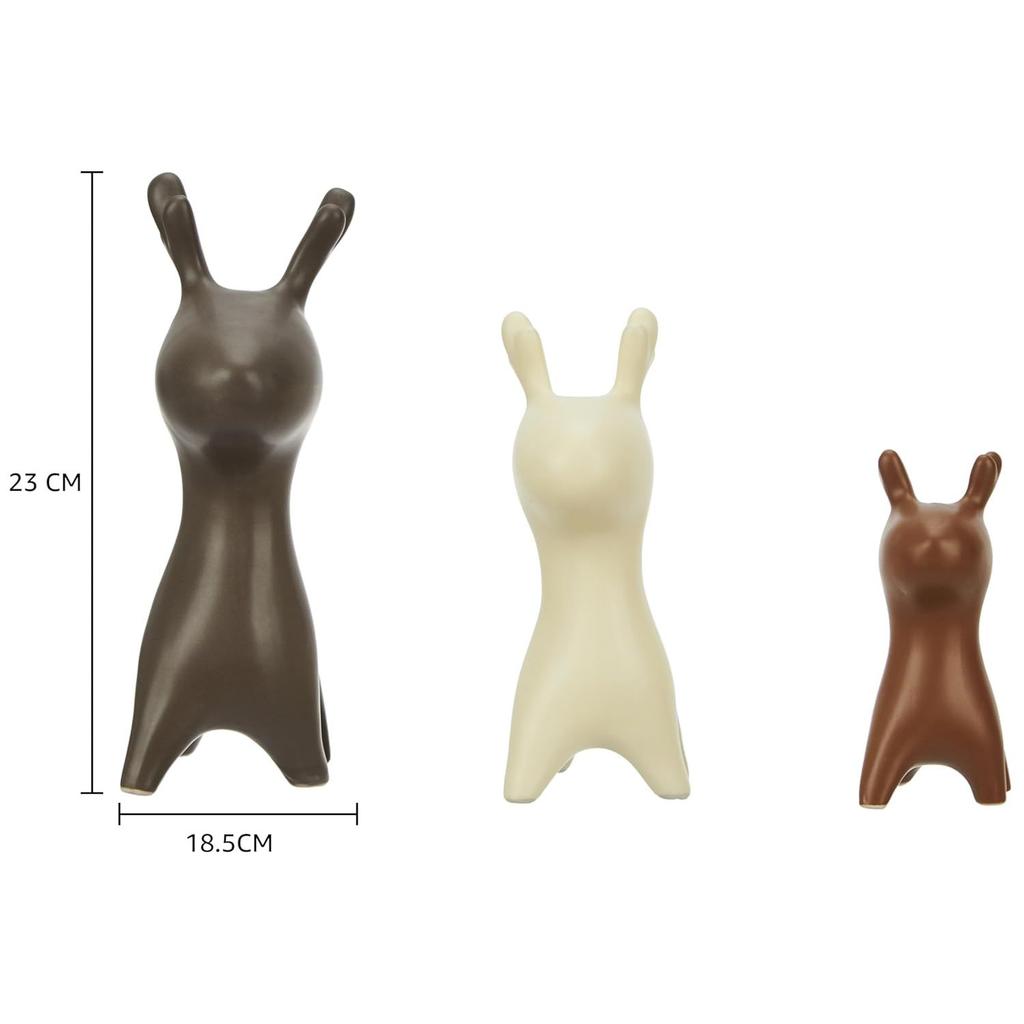 Home Décor Elk Family Matte Finish Ceramic Figurines - (Set of 3, Matte Brown)