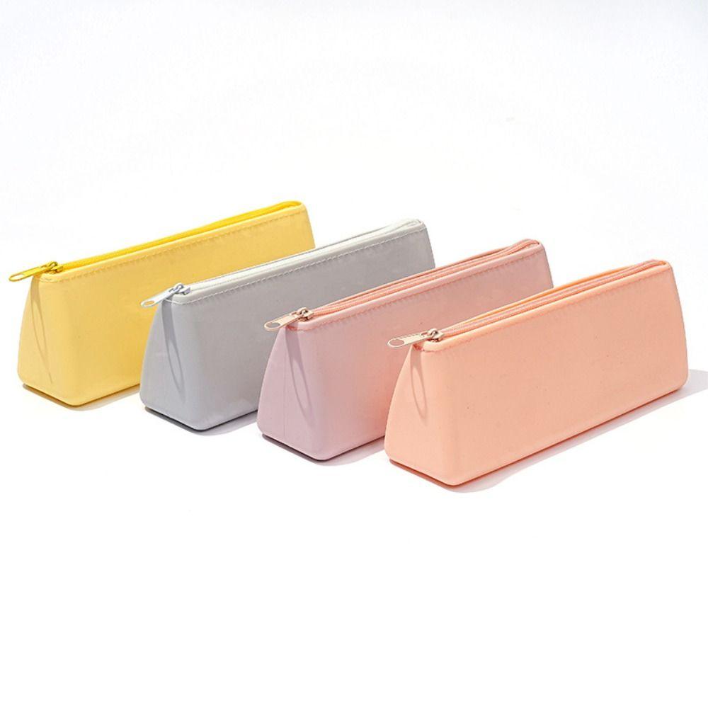Silicone Stationery Storage Bag Zipper Stationery Organizer New Pen Bag  Gift