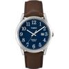 Часы Timex Men's Easy Reader с кожаным ремешком 38 мм, стандартные, коричневого/серебристого/синего цвета.