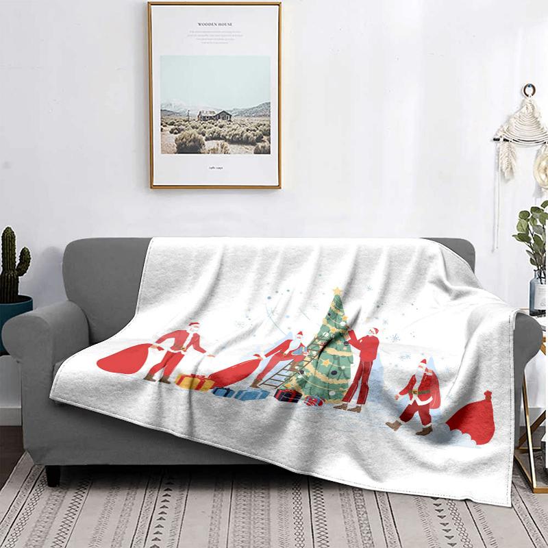 Home Decoration Plush Throw Sofa Blanket Bedspread Bed Fluffy Soft Blankets Decor Plaid Modern Halloween Merry Christmas Winter