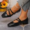 Women Simple and High-quality High Heel Square Toe Casual 2025 High Quality Ladies Shoes Buckle Strap Solid Fashion