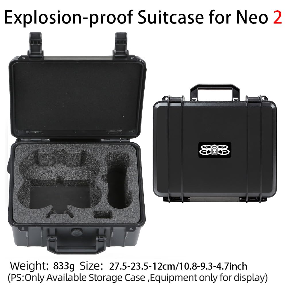 Кейс для хранения дрона DJI Neo 2, Водонепроницаемый жесткий кейс для переноски, Большая вместимость, Полная защита, Пылезащитный, Ударопрочный и Удобный для переноски