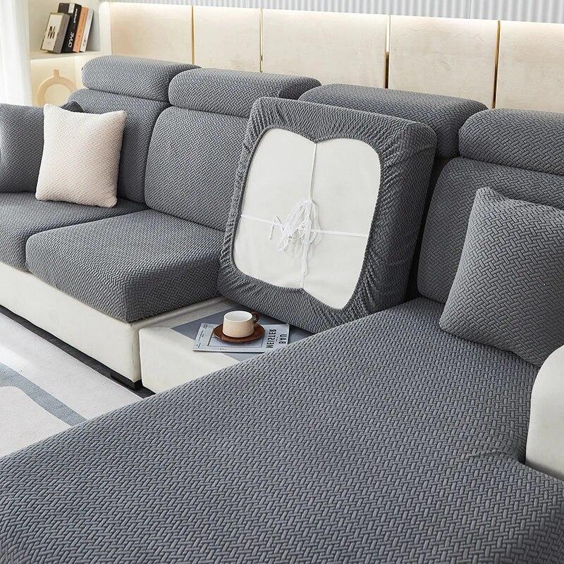 Плотная жаккардовая плюшевая наволочка для диванной подушки Чехол на длинную подушку спинки Растягивающийся чехол-защита для дивана на 1/2/3/4 места