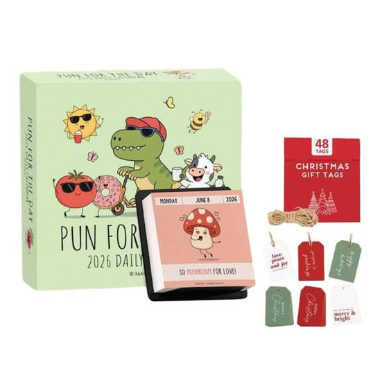 2026 Funny Pun Calendar Daily Tear-Off Desk Calendar with 365 New Puns Jokes And Notes Compact Spiral Bound for Office Home Decor