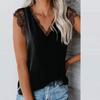 Women's V-Neck Lace Casual Solid Sleeveless Shirts Tank Tops Blouse